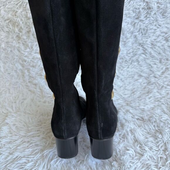 Chloe Orlando Black Suede Tall Button Boots Size 37.5 - Picture 8 of 12